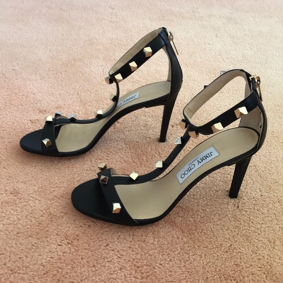 ⭐️HP⭐️JIMMY CHOO Lamba Cube Studded Leather Heels - Picture 3 of 8